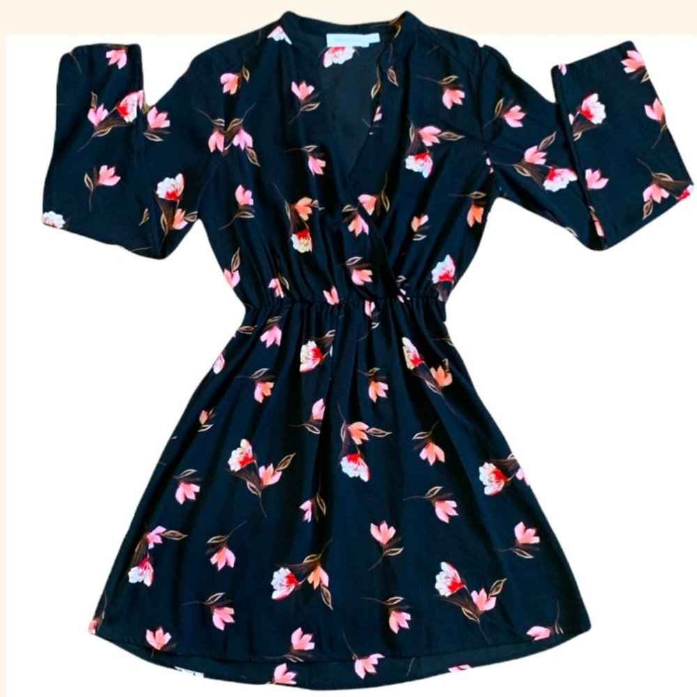 All in Favor Black Floral Dress Size Small